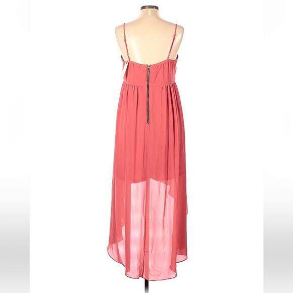 Margo and Sebastian chiffon high low dress in pink and yellow, 13 - Picture 2 of 9